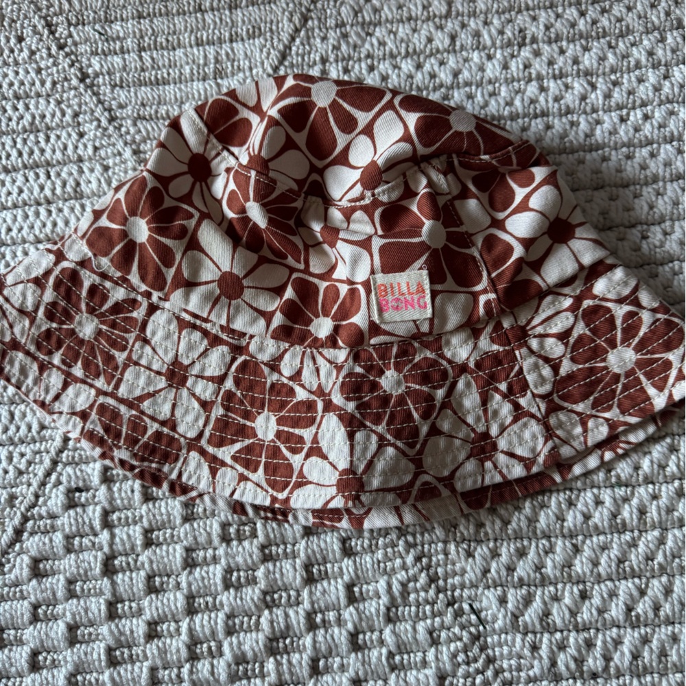 Billabong Brown and White Floral Bucket Hat